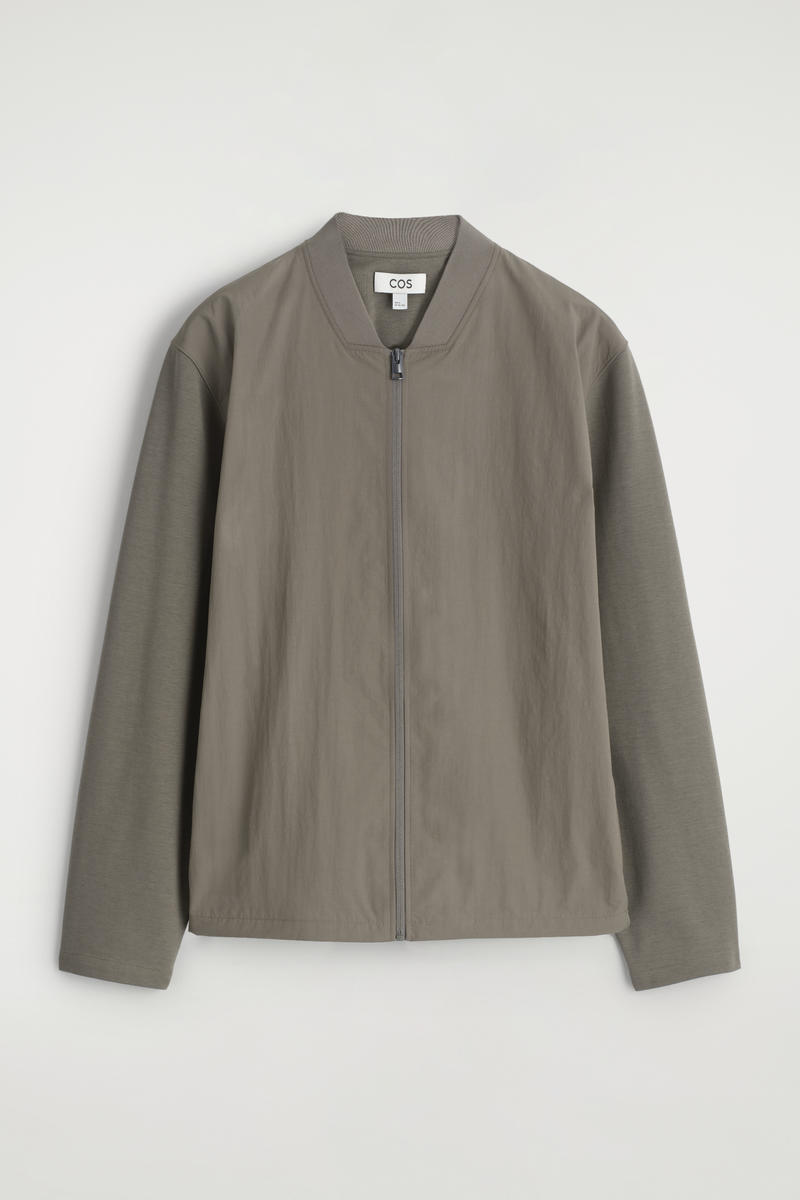 Nylon-Paneled Bomber Jacket