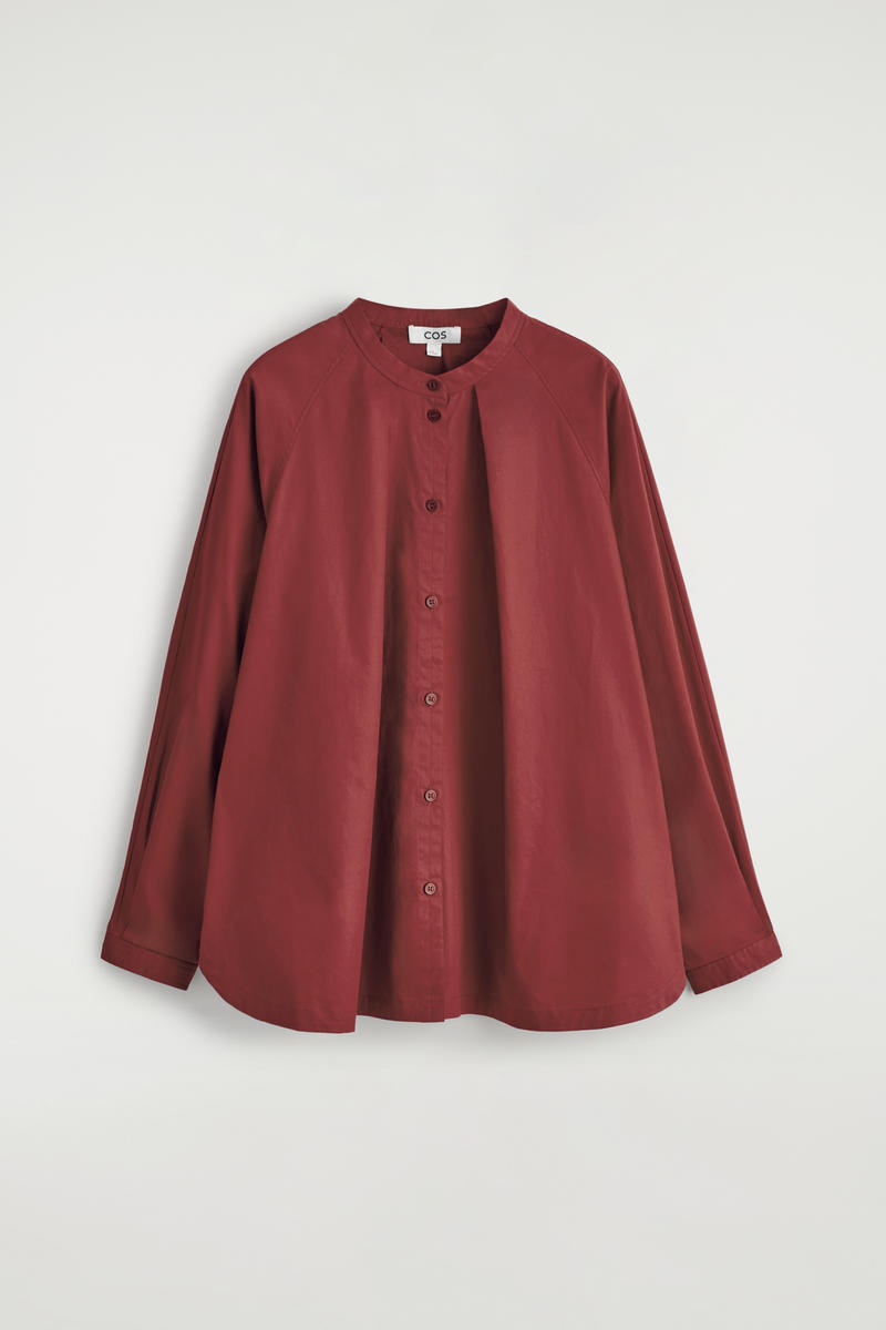 Grandad-Collar Cotton Shirt