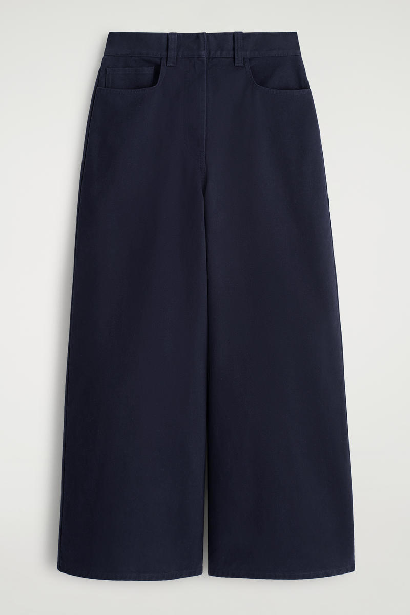 Cotton Cropped Wide-Leg Trousers