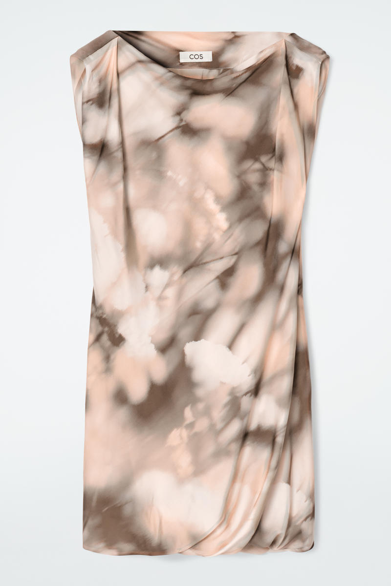 Printed Draped Silk Dress by COS