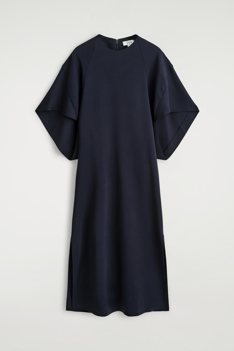 Sculptural Draped Midi Dress