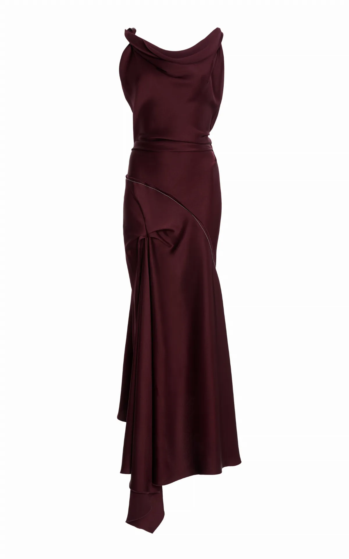 Asymmetric Satin Midi Dress