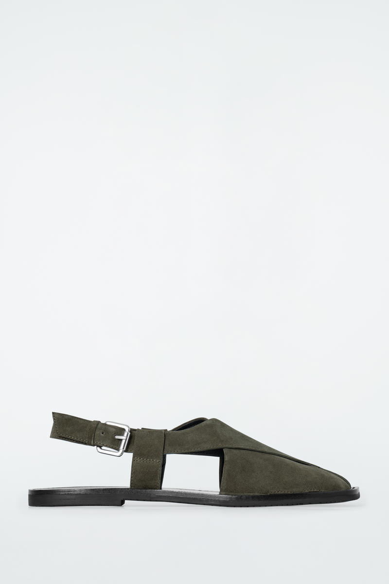 Crossover Leather Slingback Sandals