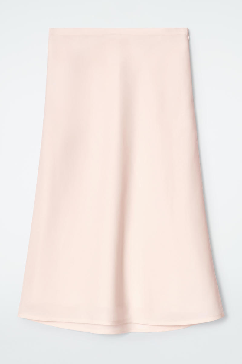 Linen-Blend Midi Column Skirt