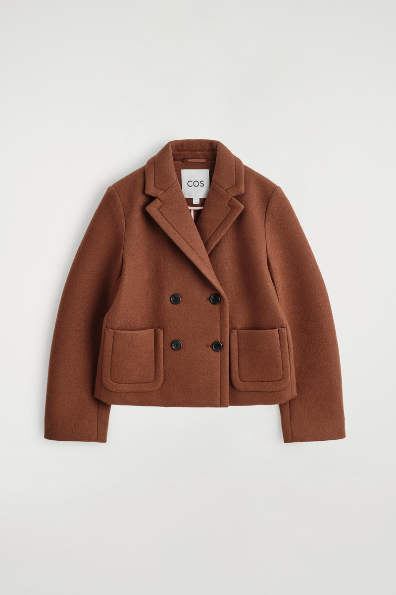 Cropped Double-Breasted Wool Blazer