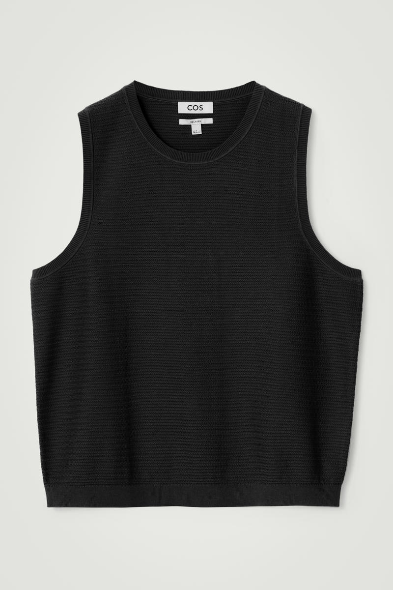 Textured Knitted Cotton Tank Top