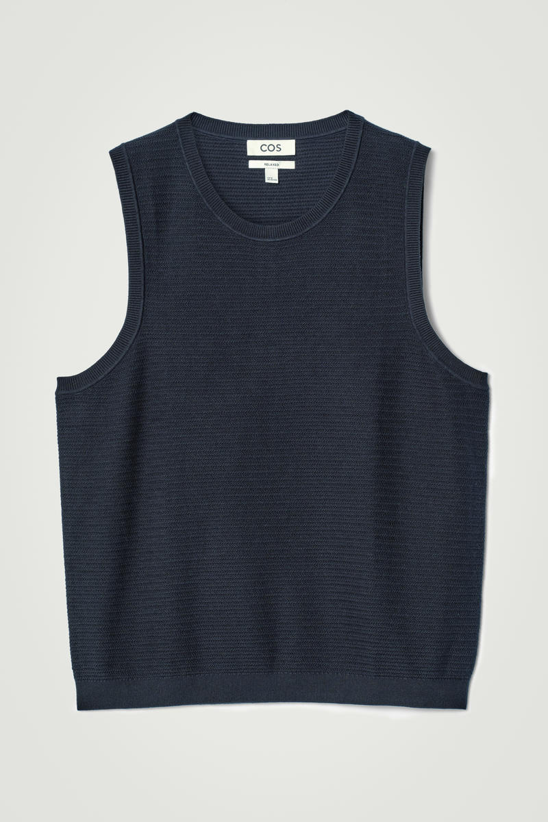 Textured Knitted Cotton Tank Top