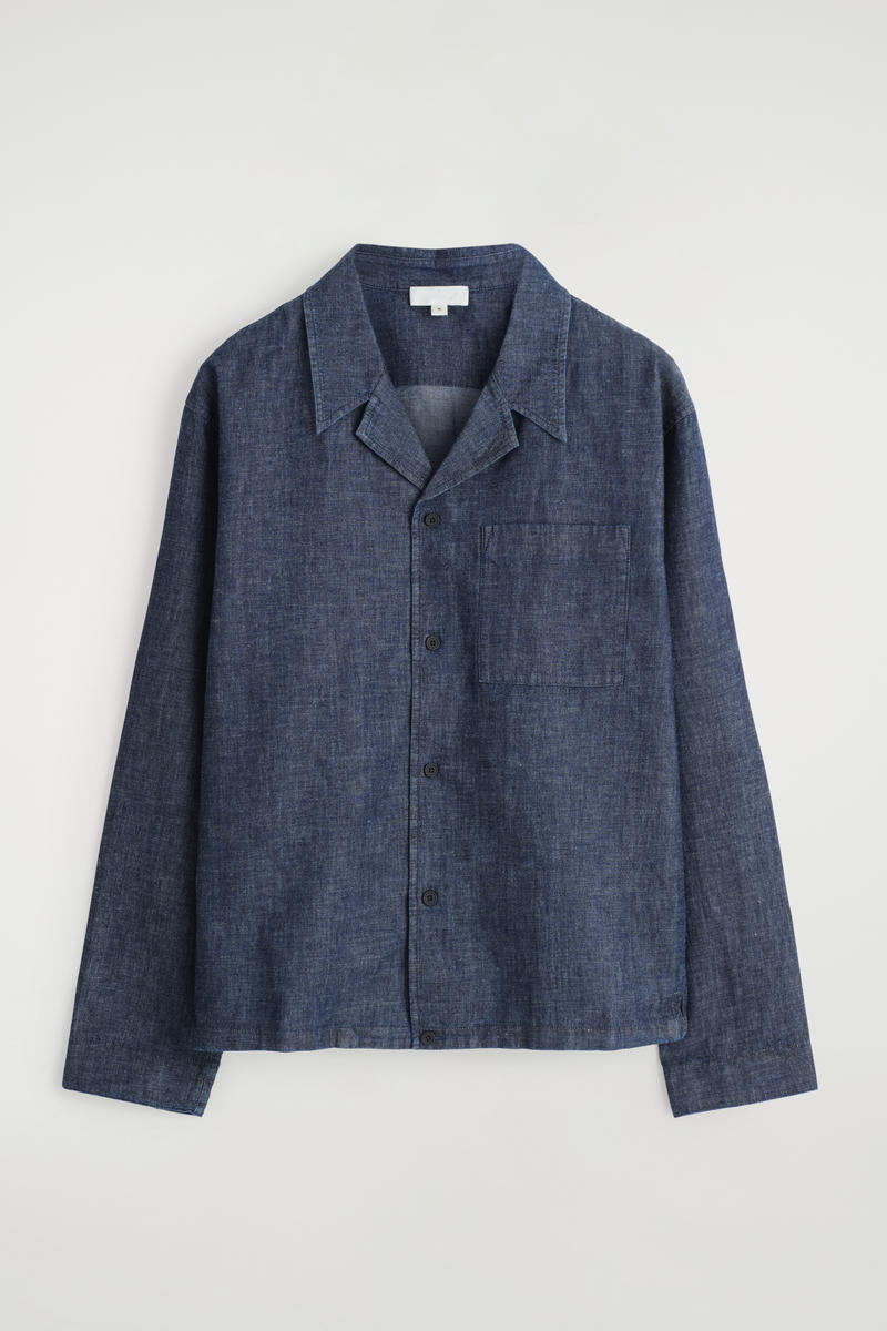 Resort-Collar Denim Overshirt