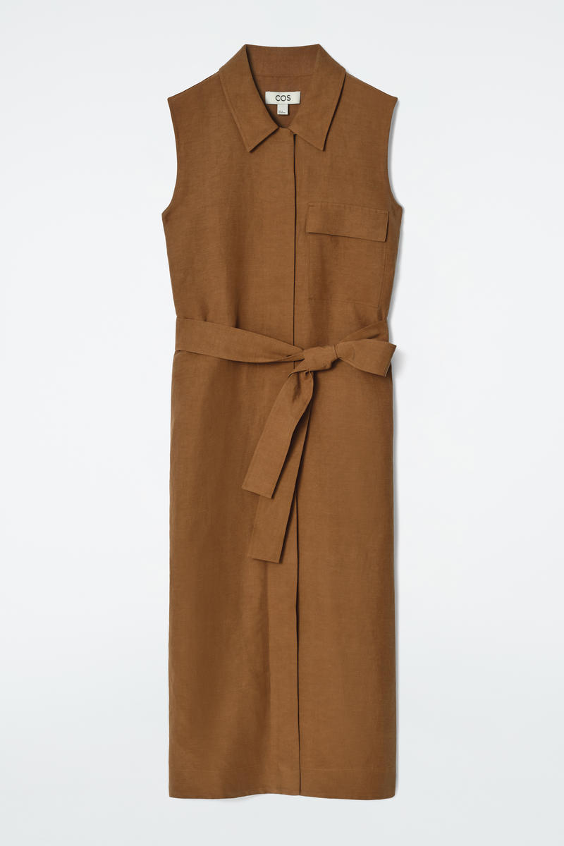 Sleeveless Utility Midi Shirt Dress