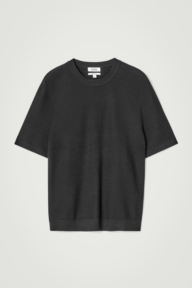 Textured Knitted Cotton T-Shirt