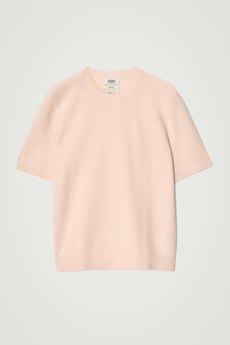 Textured Knitted Cotton T-Shirt