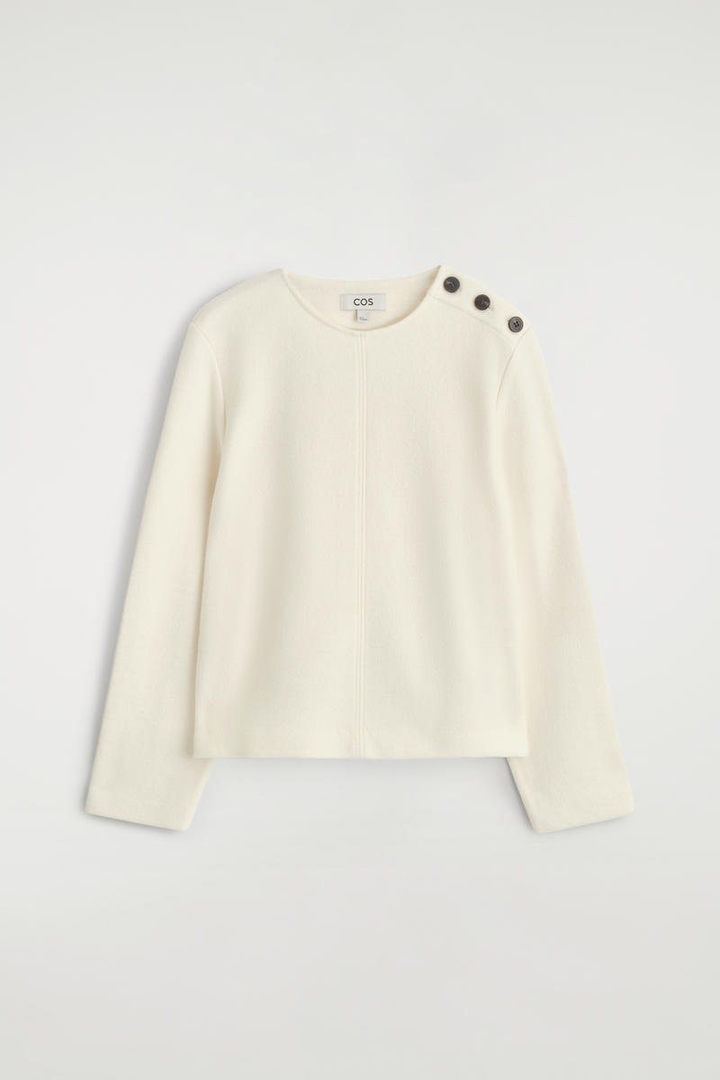 Button-Detail Boiled-Wool Sweatshirt