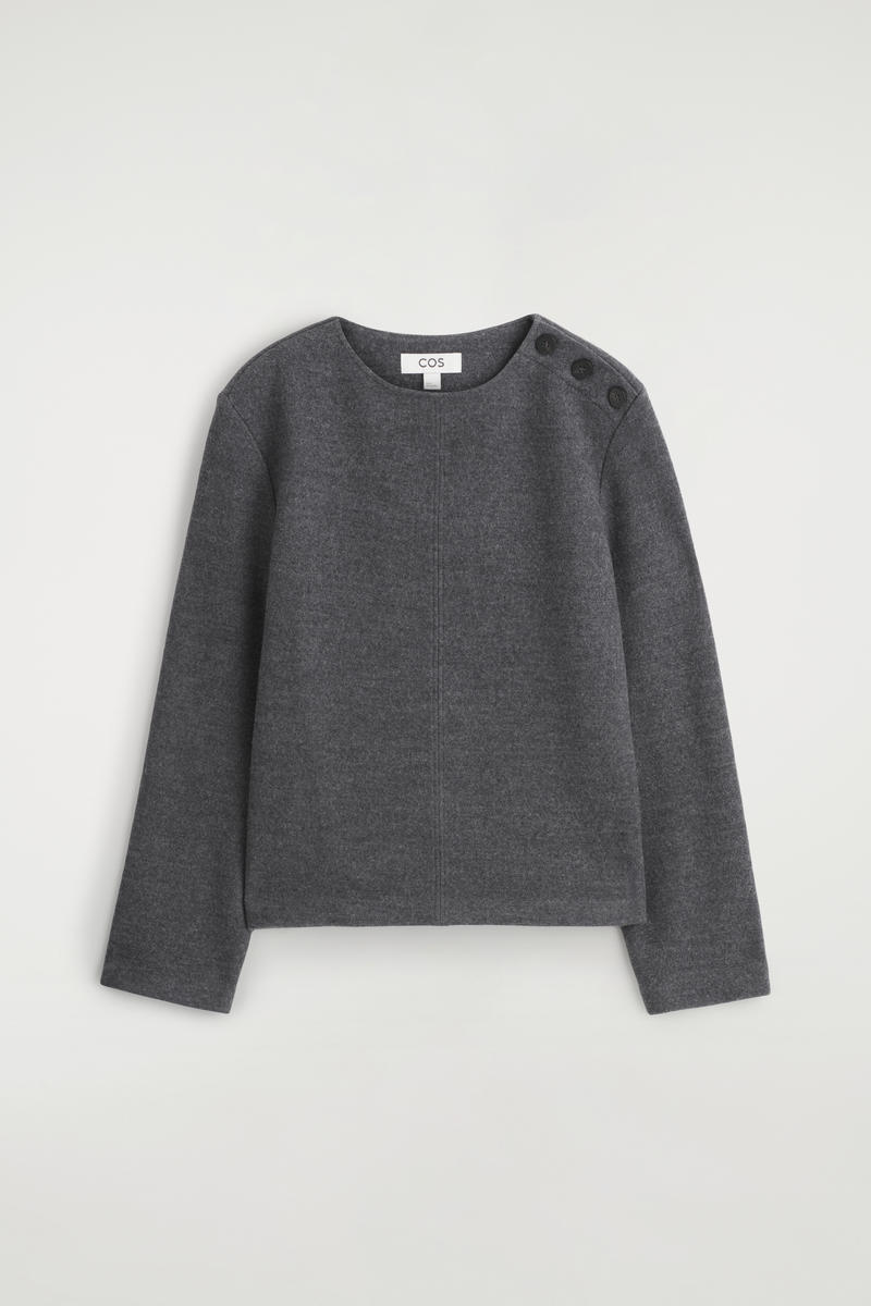 Button-Detail Boiled-Wool Sweatshirt by COS