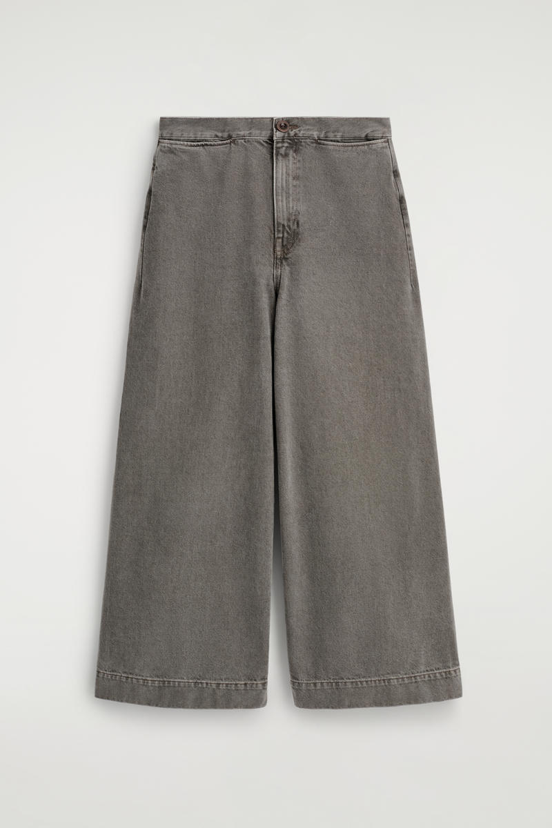 Cropped Wide-Leg Denim Pants