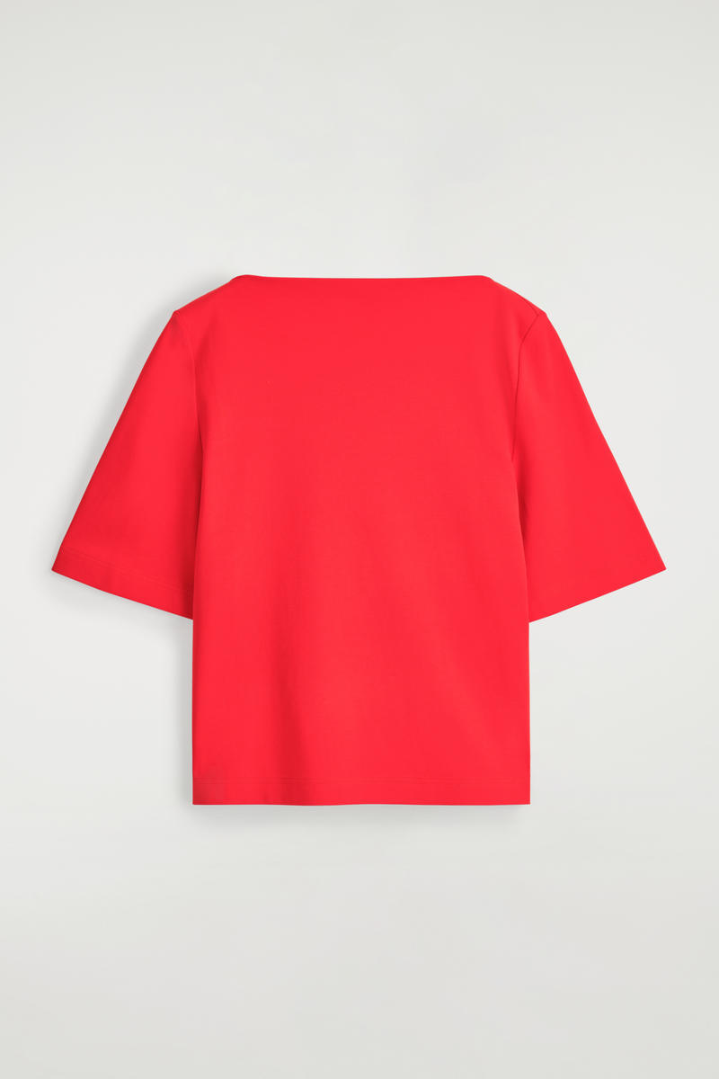 Boat-Neck Cotton T-Shirt