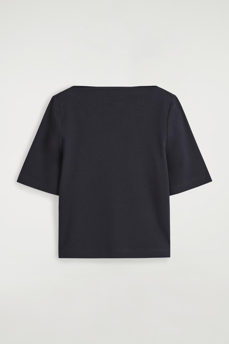 Boat-Neck Cotton T-Shirt