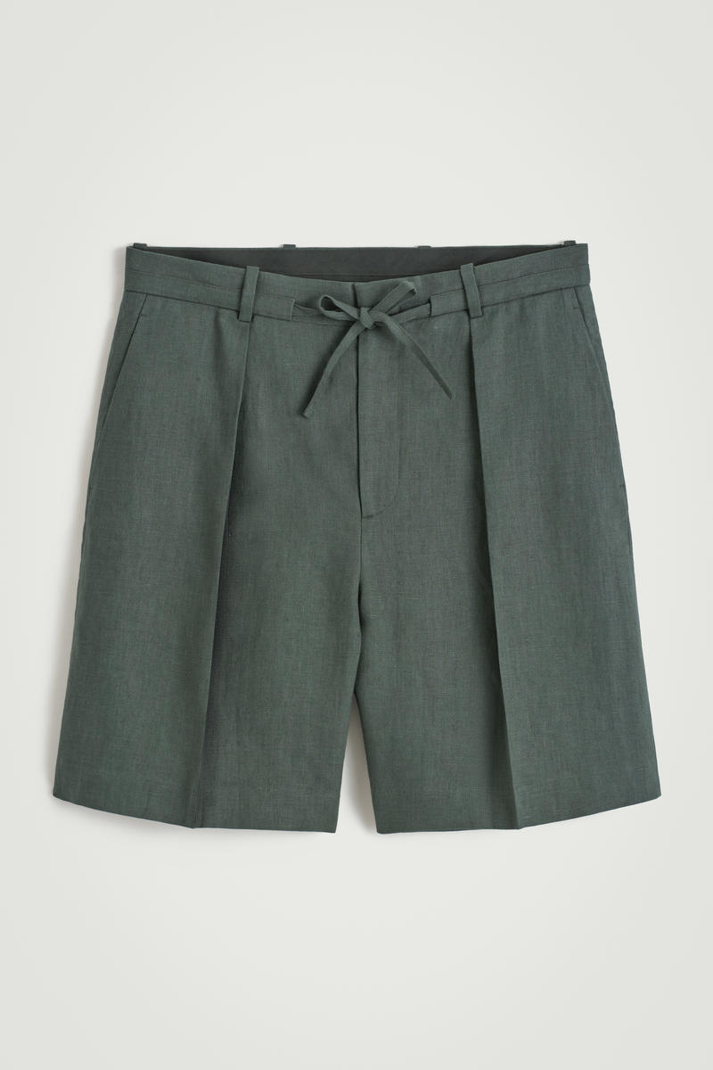 Tailored Drawstring Linen Shorts