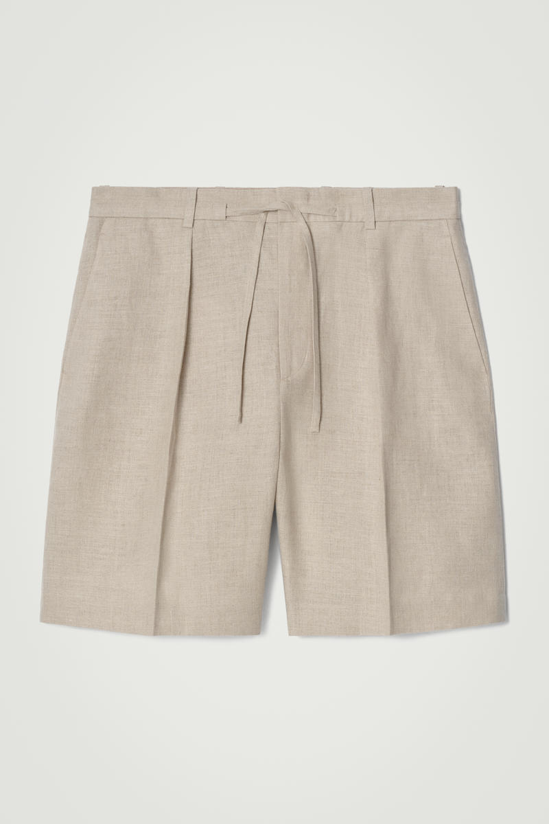 Tailored Drawstring Linen Shorts