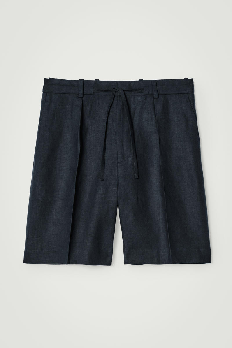 Tailored Drawstring Linen Shorts