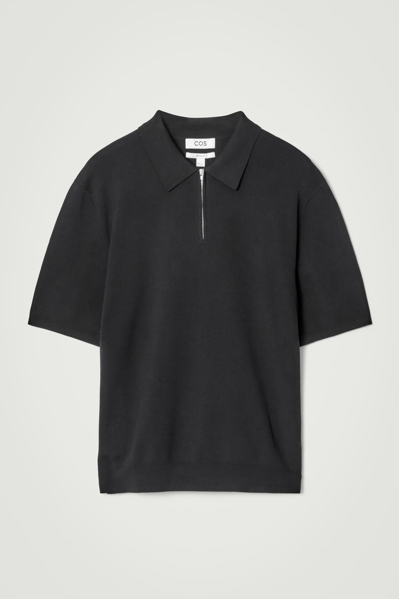 Regular Knitted Half Zip Polo Shirt