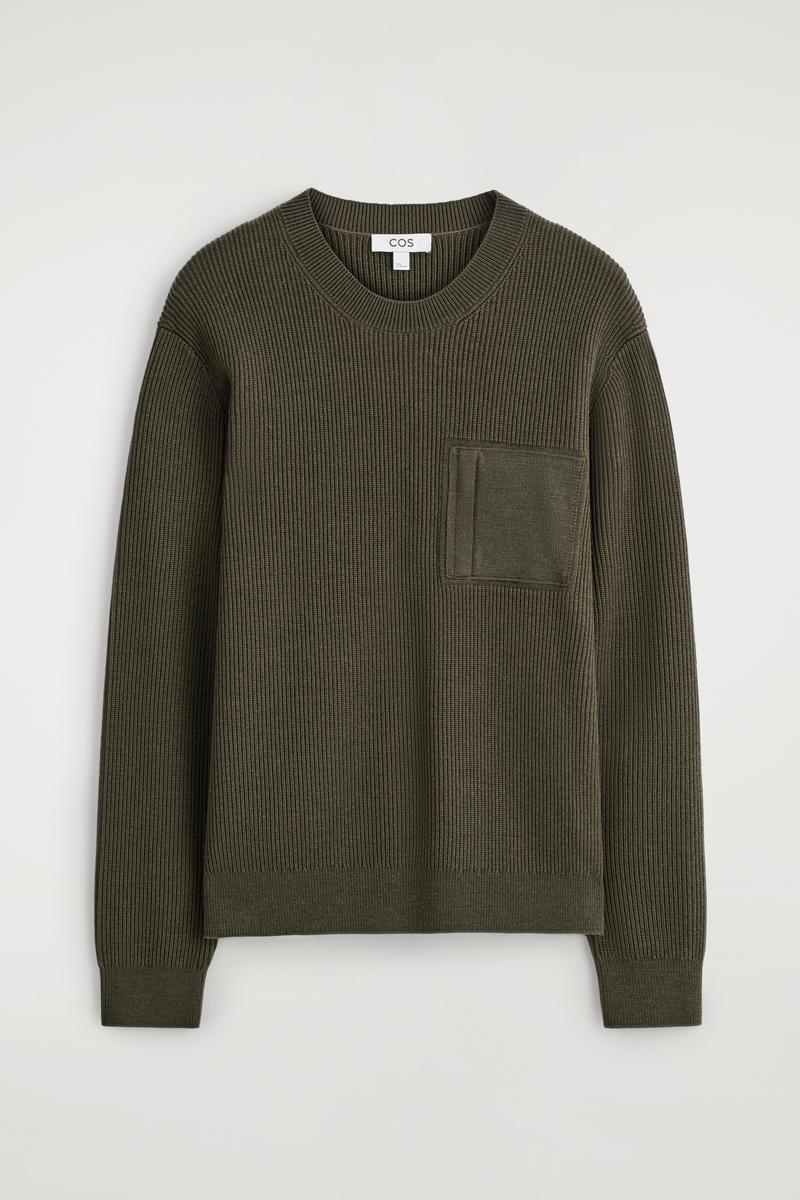 Pocket-Detail Wool Crew-Neck Sweater