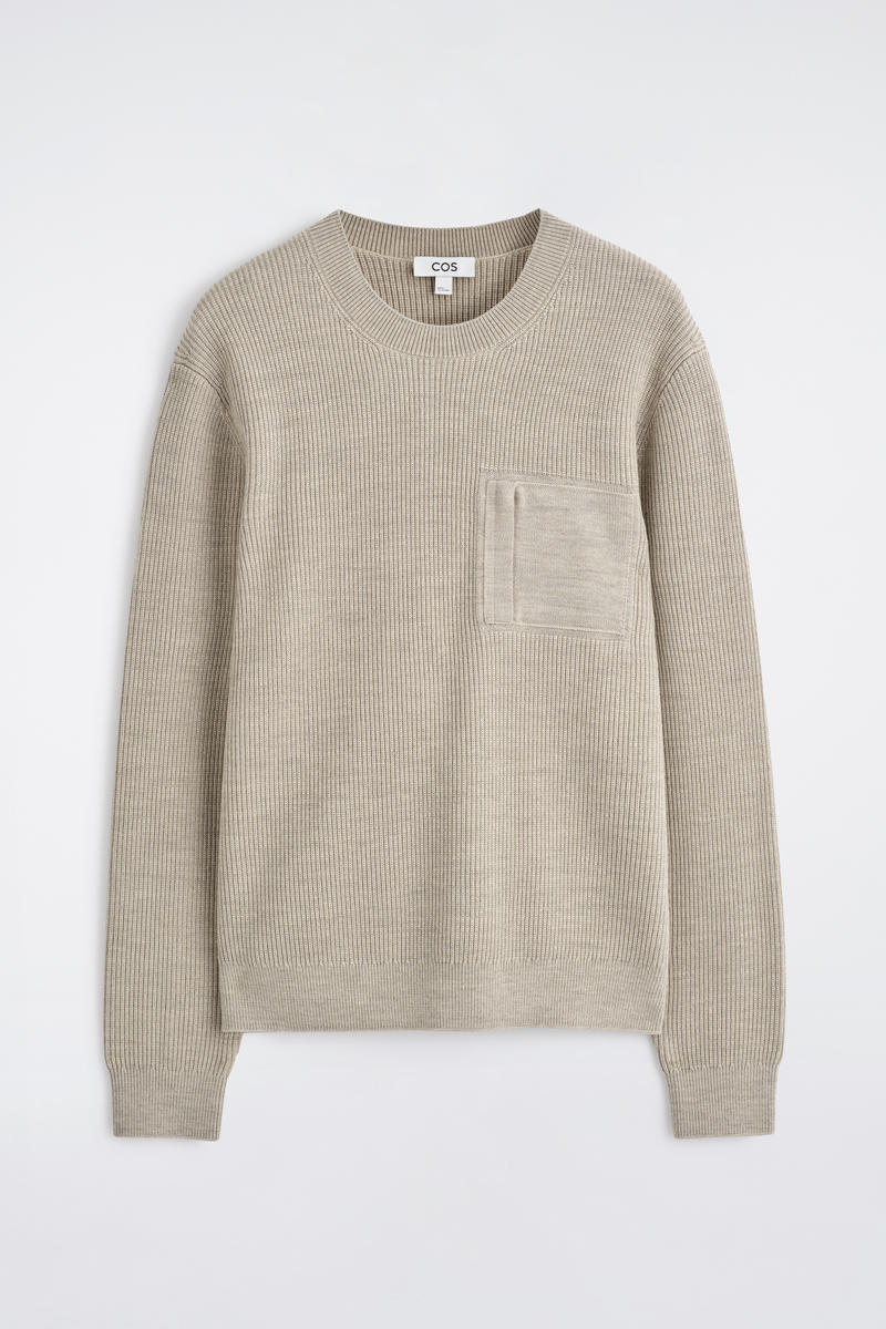 Pocket-Detail Wool Crew-Neck Sweater