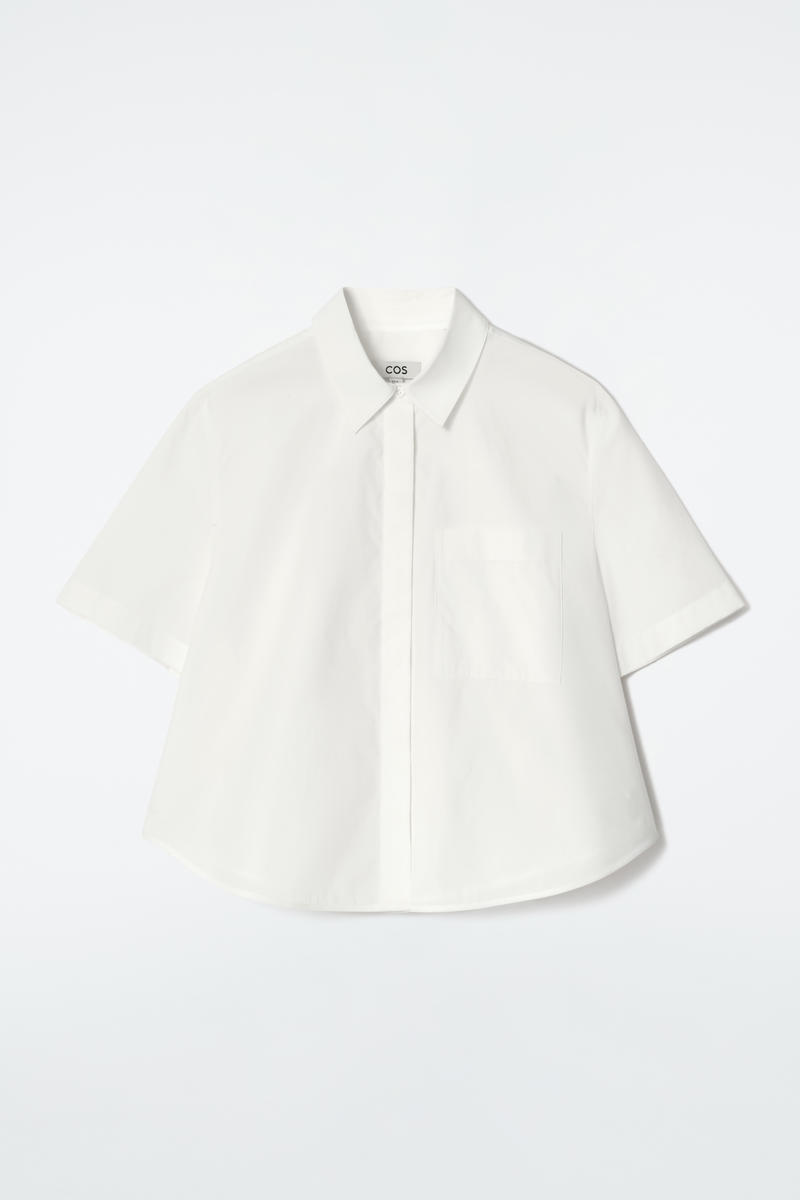 Cropped Short-Sleeved Cotton Shirt
