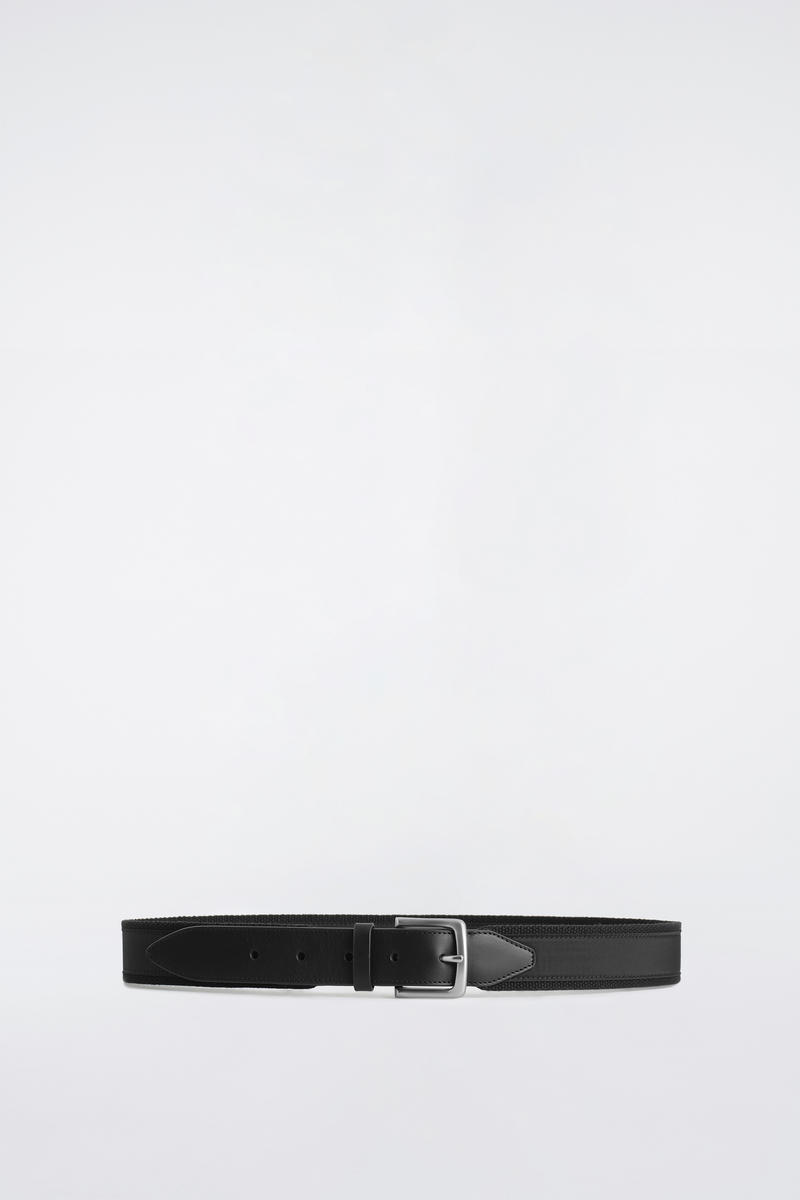 Leather-Trimmed Webbing Belt
