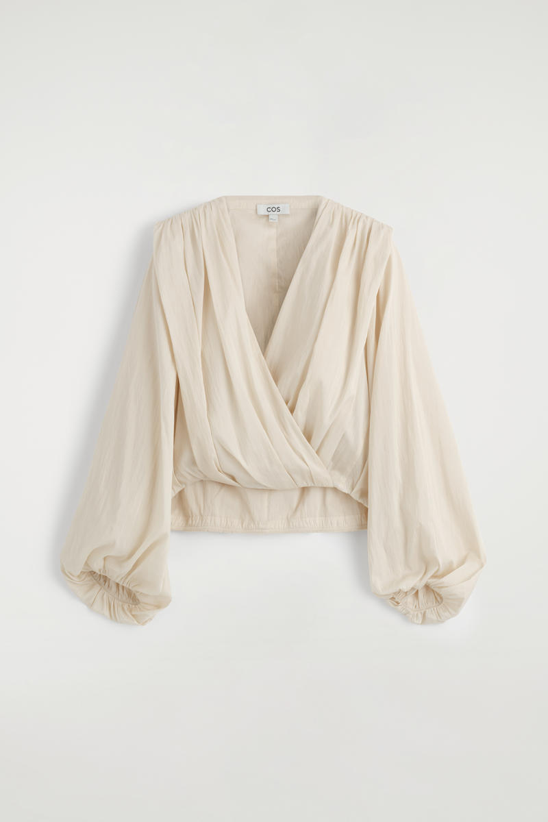 Gathered Wrap-Over Blouse