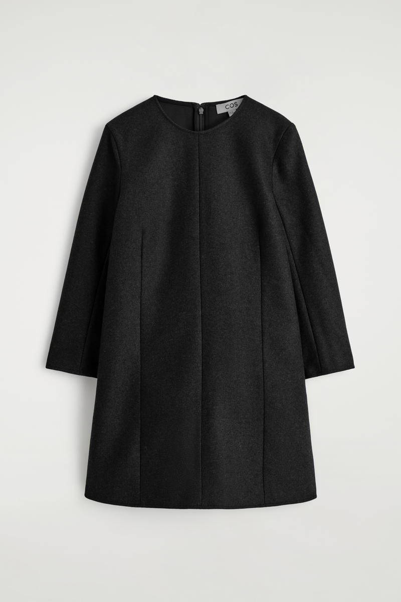 Long-Sleeved Wool Mini Dress