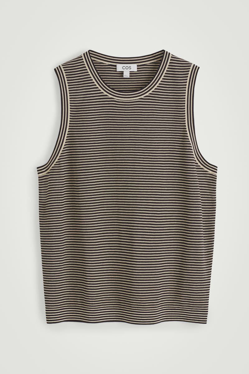 Textured Striped Cotton Tank Top