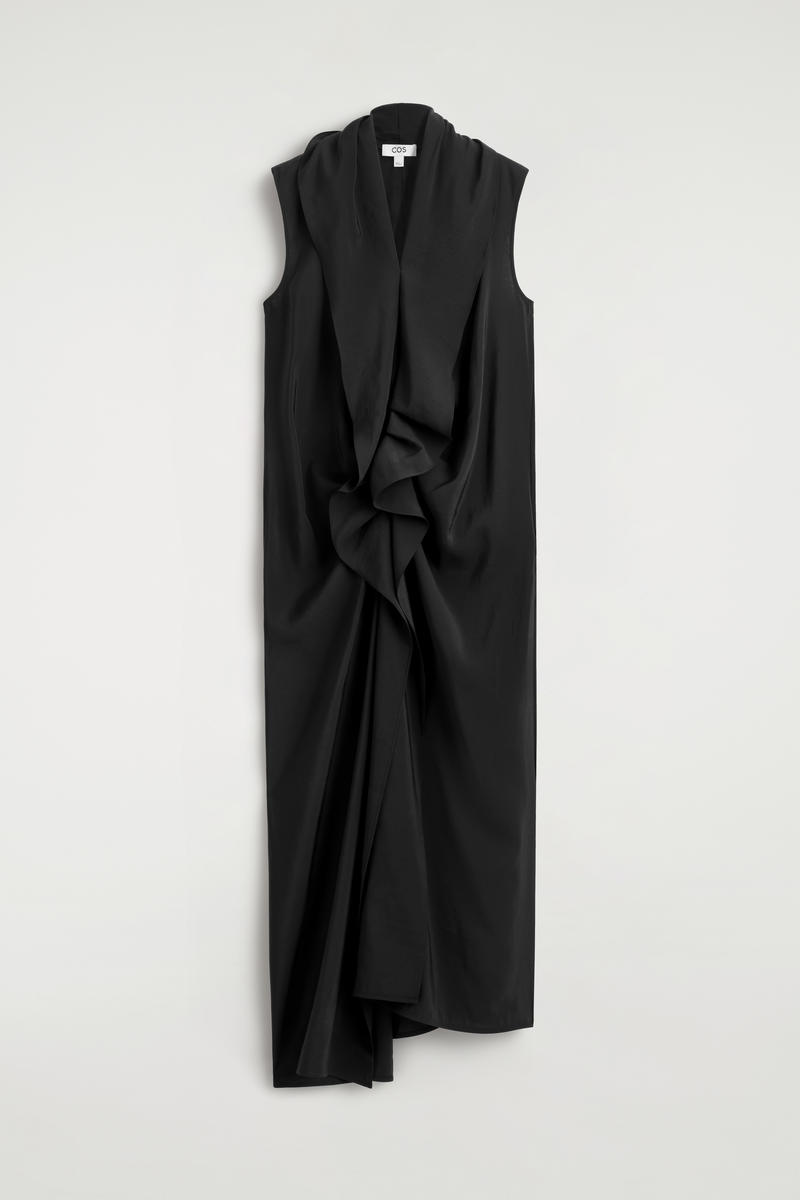Ruffled Draped Midi Dress