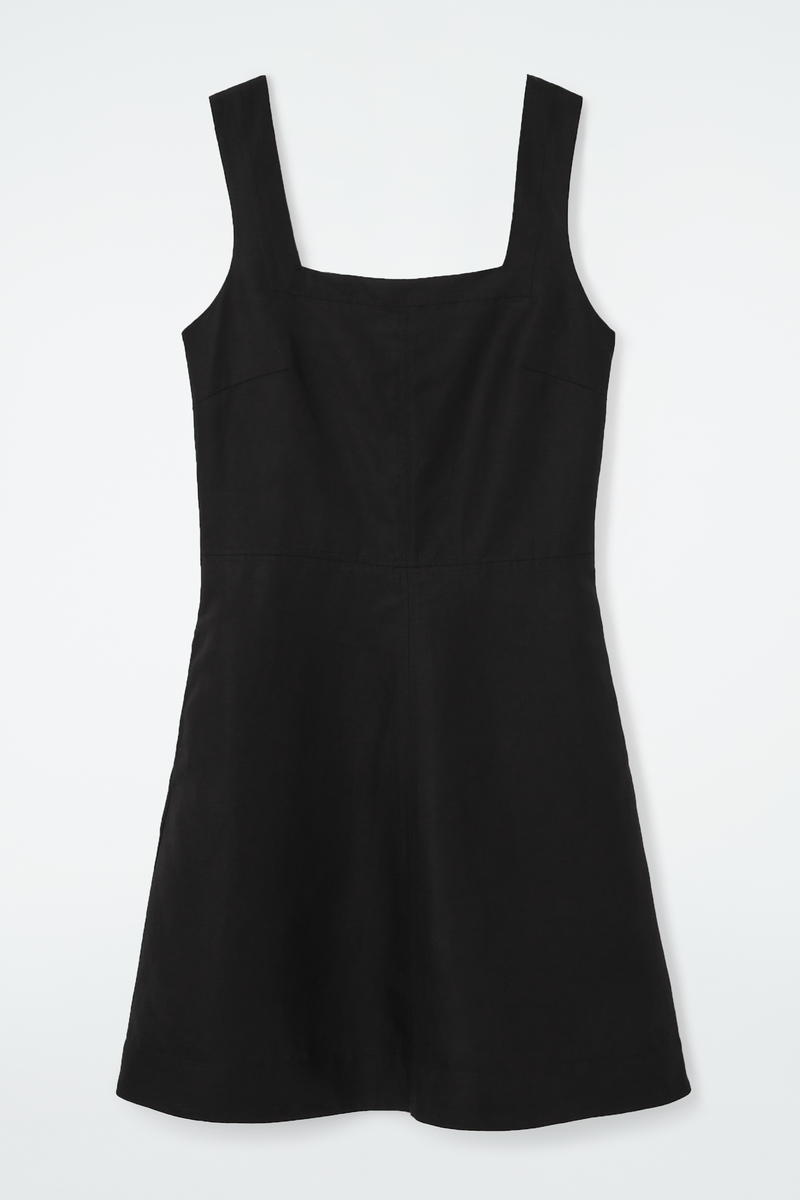 Square-Neck Mini Pinafore Dress