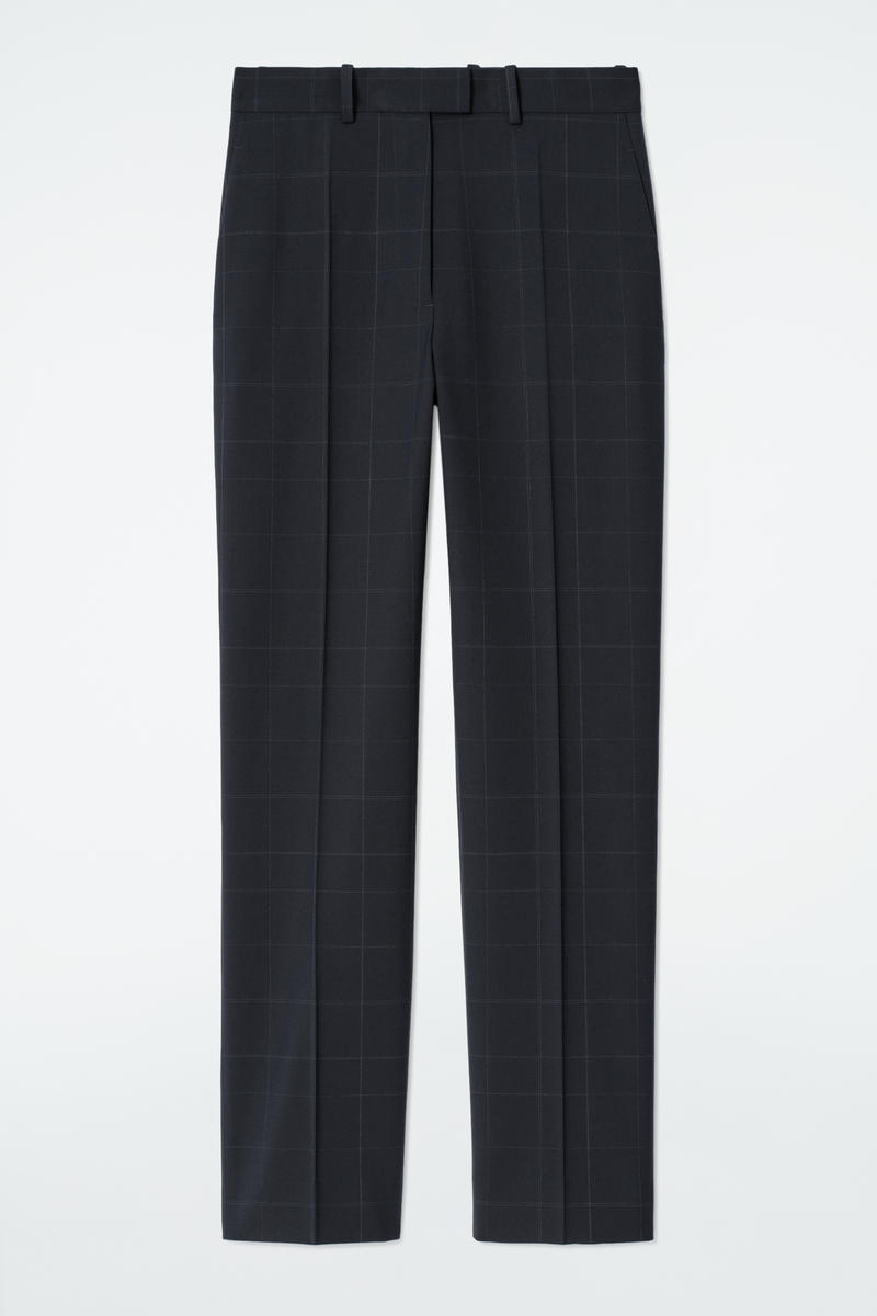 Windowpane-Check Straight-Leg Pants