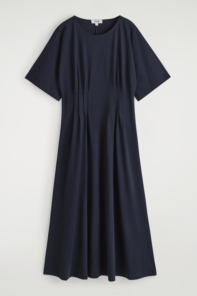 Pintucked Cotton Mini Dress