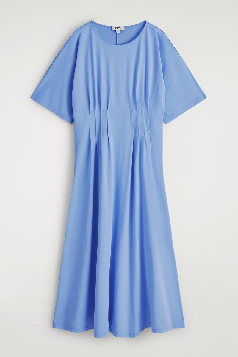 Pintucked Cotton Mini Dress