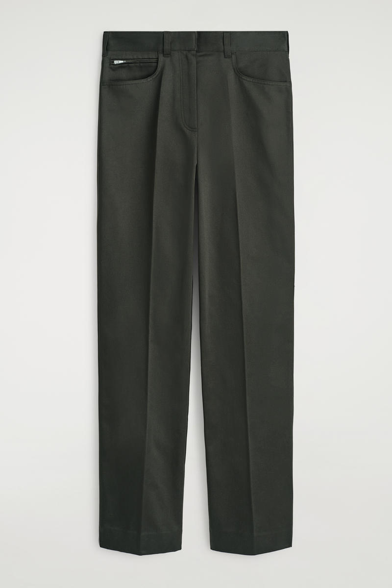 Sateen Straight-Leg Pants