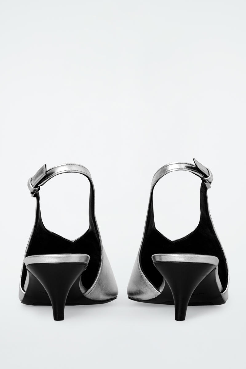 Pointed Leather Slingback Kitten Heels by COS