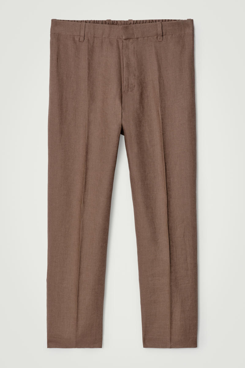 Elasticated Linen Straight-Leg Pants
