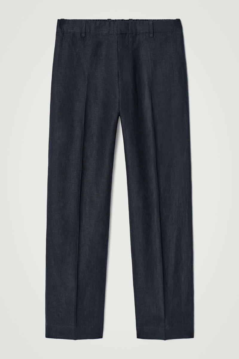 Elasticated Linen Straight-Leg Pants