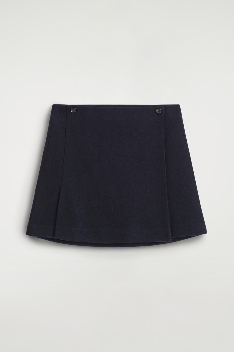 Boiled Merino Wool Mini Skirt
