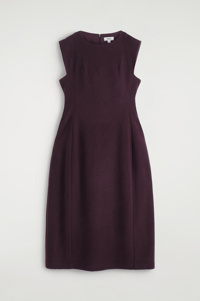 Sculpted Brushed-Wool Midi Dress