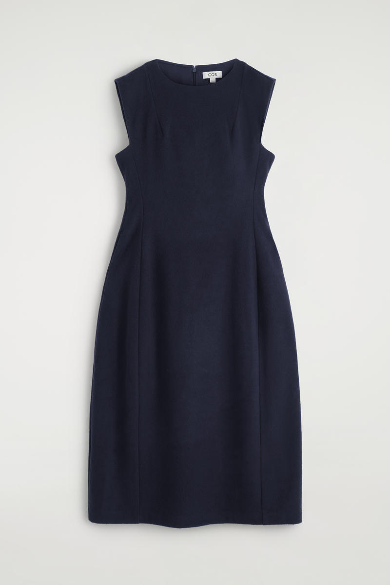 Sculpted Brushed-Wool Midi Dress