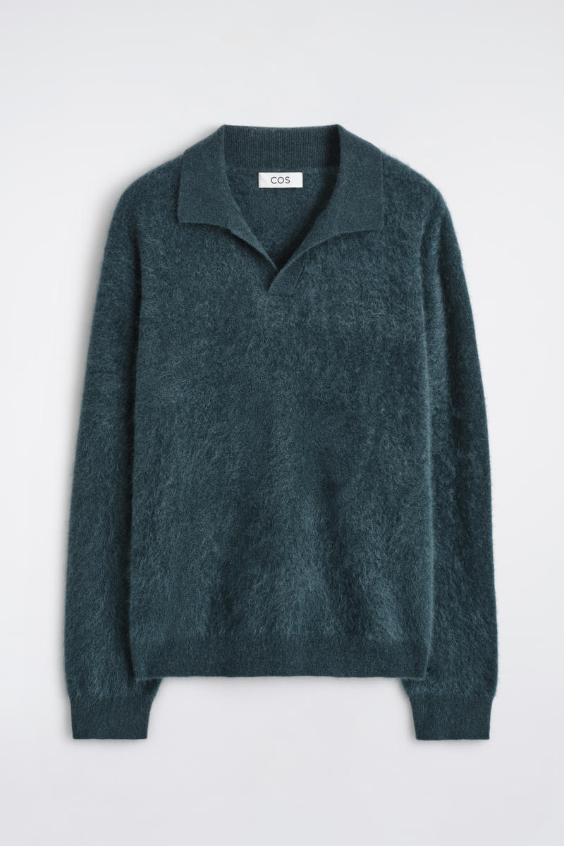 Brushed-Cashmere Polo Sweater