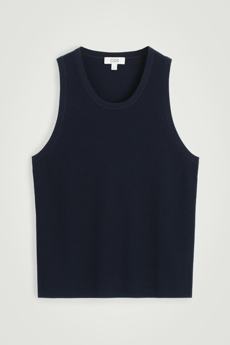 Ribbed Merino Wool Knit Tank Top