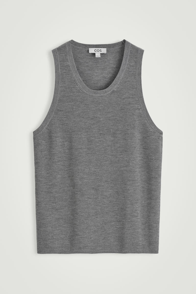 Ribbed Merino Wool Knit Tank Top