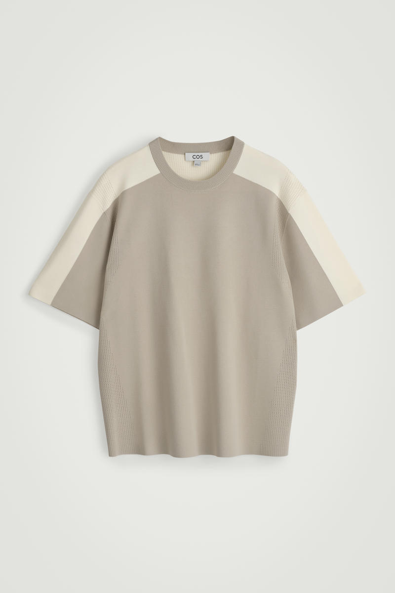 Mesh-Panel Knit T-Shirt