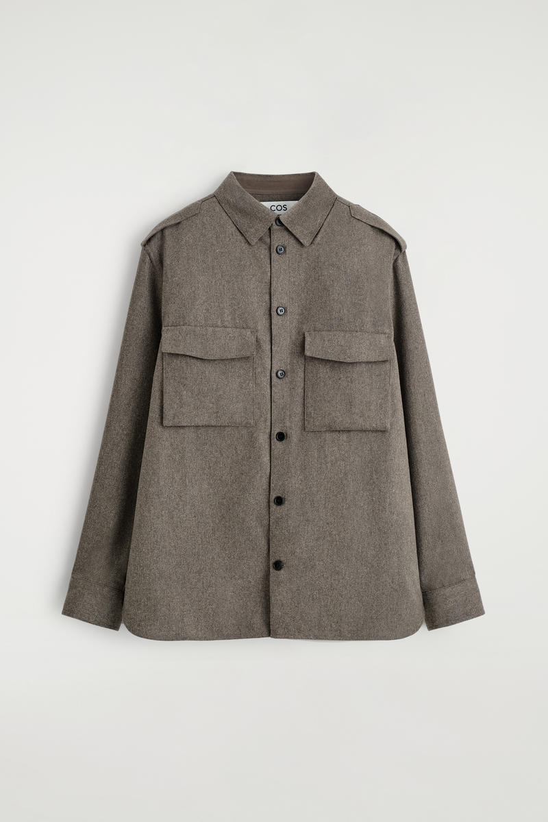 Button-Down Collar Wool Shirt