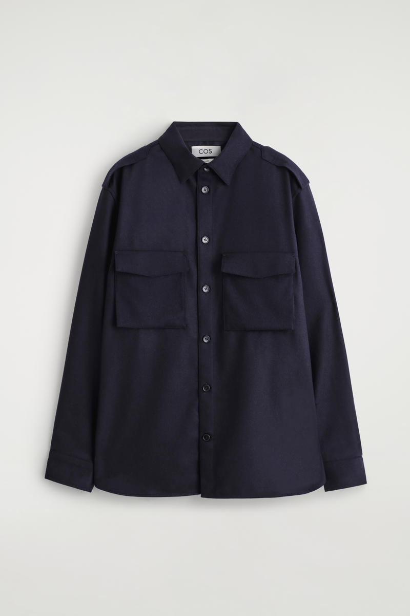 Button-Down Collar Wool Shirt