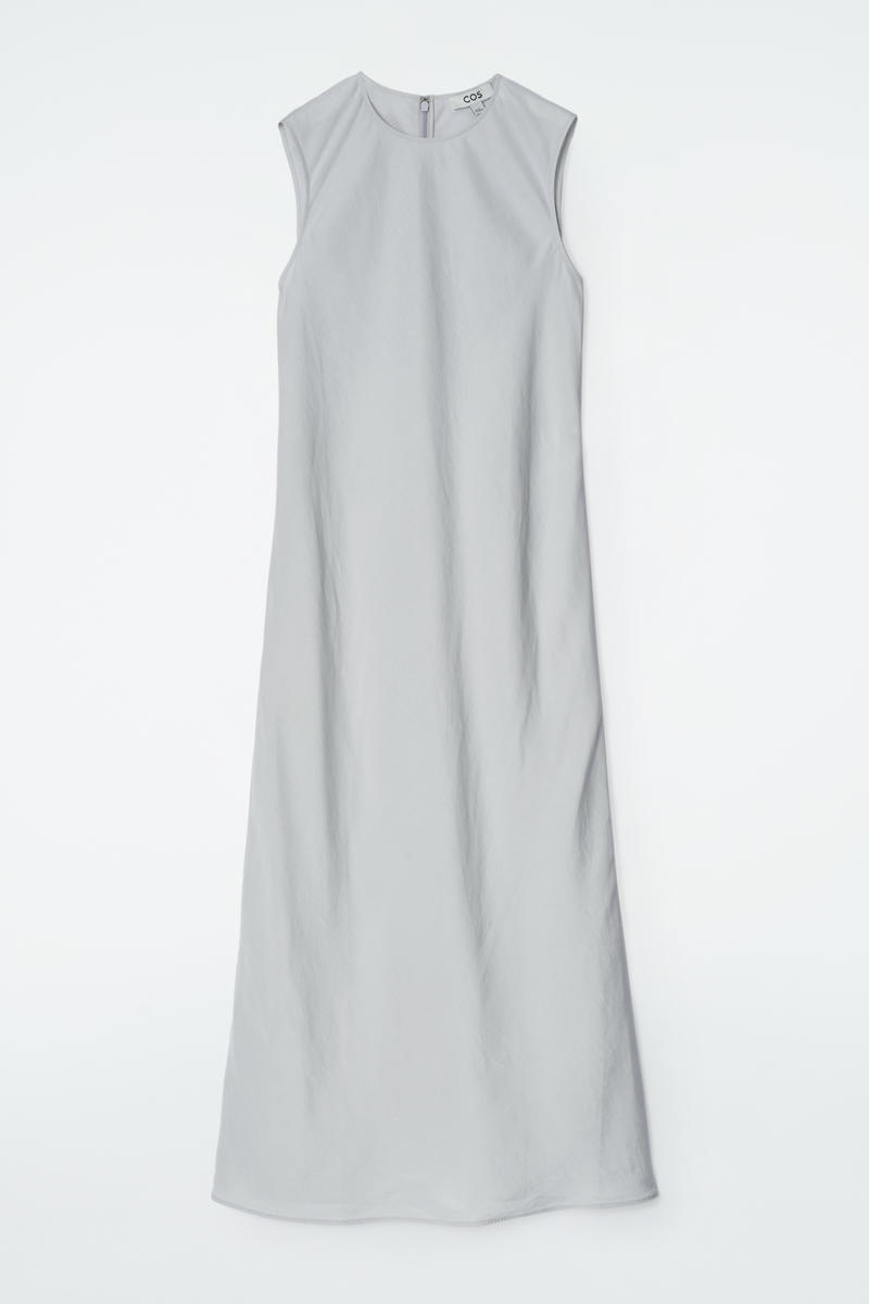 Bias Cut Linen Blend Midi Dress